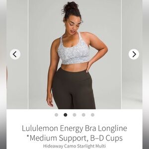 Lululemon Energy Longline Bra *Hideaway Camo Starlight Multi